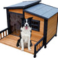GARWOOD Large Outdoor Indoor Wooden Dog House for Small Large Dog Kennel Wood Sturdy Pet Puppy Warm Home with Durable Weatherproof Asphalt Roof Insulated Elevated Floor Outside Shelter Brown 39x37x30“