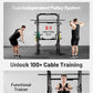 Mikolo Smith Machine, 2200lbs Squat Rack with LAT-Pull Down System & Cable Crossover Machine, Training Equipment with Leg Hold-Down Attachment