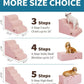 Dog Step for Bed, Dog Stair 4-Step 35D Pet Stair 19.7" H for High Bed or Sofa Non-Slip Balanced Pet Step Indoor, Pink