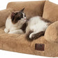 Hollypet Fluffy Plush Pet Dog Cat Couch Soft Calming Pet Sofa Bed for Medium Small Cats and Dogs, Light Brown