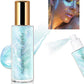 Body Glitter Spray, Moisturizing Bronze Body Shimmer Luminizer Glow Illuminator Quick-Drying and Non-Sticky Liquid Highlighter Spray for Face Hair Glitter, 60ML -Blue