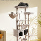 Cat Tree, Cat Tower for Large Cats with 2 Big Platforms, 2 Baskets, condo and Toys, 63" Cat Scratching Posts for Indoor Cats, Muchroom GCT020MU
