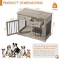 Dog Crate Furniture, 44 Inch Wooden Dog Kennel Indoor with 2 Storage Drawers, Heavy Duty Large Crate Furniture, Decorative End Table Cage Furniture for Small/Medium/Large (Grey)