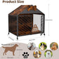 Furniture-Style Dog Crate with Gable Roof Design, Double Locking Doors Indoor Kennel for Small & Medium Dogs, Chew-Proof Escape-Proof Dog Cage, Rustic Brown