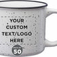 DISCOUNT PROMOS Custom Ceramic Campfire Coffee Mugs 13 oz. Set of 50, Personalized Bulk Pack - Perfect for Tea, Espresso, Cappuccino, Hot Cocoa - White