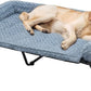 Veehoo Cooling Elevated Dog Bed Add Removable Deluxe Rose Plush Bolster Cushion Mat, 47" x 29" Washable Dog Couch Bed, Raised Pet Cot with Breathable Teslin Mesh, No-Slip Feet, Haze Blue, CWC2439B
