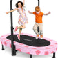 ANCHEER 56" Double Mini Trampoline for Kids, Mini Rebounder with 5-Level Adjustable Handle, Parent-Child Trampoline for Kids, Max Load 220lbs, Fun for Indoor/Outdoor