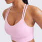 CRZ YOGA Softness Mold Womens Butterluxe Strappy Longline Sports Bra - Double Spaghetti Strap Workout Yoga Crop Top Athletic