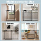 Extra Wide Baby Gate 57.5-62 Inch Black Walk THR Dog Gates Doorways House No Drill Pressure Mounted Auto Close Long Child Safety Gate for Kids and Pet