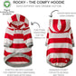 Rocky – The Orginal Lightweight Hooded TEE 100% Organic Cotton Dog Hoodie Pet Coat Sweater for Small, Medium, Large Dogs, Red Bold Stripe, Medium