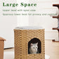 Cat House for Indoor Cat, Large Double Cat Houses Cat Bed Cave, Handwoven Rattan Pet Beds with One Soft Pad, 17 x 17 x 17 Inches Foldable Kitten Hideaway in Living Room Natural