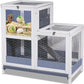 2-Story Guinea Pig Cages Wooden Indoor Rabbit Hutch Hamster Cage with Openable Roofs, Removable Tray and Wide Ramp, Small Animal Habitats for Hamsters, Guinea Pig, Ferrets, Hedgehog