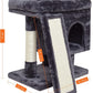 SYANDLVY Small Cat Tree for Indoor Cats Large Adult, Activity Tower with Scratching Post, Modern House with Padded Perch, Kittens Condo with Board, Cat Cave (Smoky Grey)