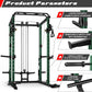 RitFit Multi-Function Squat Rack Power Cage PPC03 with Cable Crossover System, 1000LBS Capacity Power Rack and Packages with Optional Weight Bench, Barbell Weight Set, for Garage Workout & Home Gym