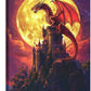 Dragon Bathroom Pictures Wall Art, Red Dragon Castle Bathroom Wall Decor, Framed Painting Canvas Artwork for Bedroom Living Room Decorations 24"L x 16"W