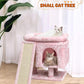 SYANDLVY Small Pink Cat Tree with Perch for Indoor Cats, Cat Tower with Scratching Post, Modern Activity House for Large Cats, Condo with Board, Kittens Cave