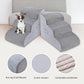 High Density Foam Dog Stairs Steps, 17.8’’ Non-Slip Extra Wide Deep Pet Steps for Beds Or Couches, for Injured or Older Pets Dogs and Cats with Joint Pain, 3-Tiers (Grey)