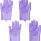Pet Grooming Gloves，Heat-Resistant Silicone Gloves with High-Density Teeth for Enhanced Massaging and Bathing of Dogs and Cats (Purple, 2 Pair)