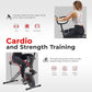 Sunny Health & Fitness Row-N-Ride PRO, Full Body Combo Squat Machine w/Optional Resistance Band, Easy Setup Ab Workout Exercise Equipment for Home, Whole Body Cardio, Optional SunnyFit App Connection