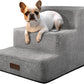 Dog Stairs for Small Dogs & Cats, 3-Step Non-Slip Pet Steps for Couch Sofa and Chair, Grey, 13.6" H