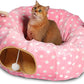 AUOON Cute Cat Donut Tunnel - Round Cat Tunnel Bed with Washable Cushion Interactive Cat Toy for Indoor Cats Kitten Kitty Puppy Rabbit Ferret (Pink)