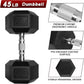 RitFit 5-650 LBS PVC Encased Hex Dumbbell Sets with Optional Rack for Home Gym, Hand weight with Chrome Handle for Strength Training, Workouts