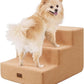 Made4Pets Dog Stairs for Small Dogs, Extra Wide Dog Steps for Bed Couch Sofa and Chair, 35D Foam Pet Steps for Small Dogs and Cats, Non-Slip Bottom Pet Stairs, Tan, 3 Steps