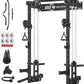 Wall Mounted Power Rack – 1600LB Capacity Compact Commercial Home Gym with Dual Cable Crossover, LAT Pulldown, Multi-Grip Pull-Up Bar & Landmine Attachment for Small Spaces, P67 Striker Red