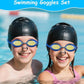 Kids Swim Goggles, Anti-fog and UV Protection with Swim Cap for Age 3-15 Youth Boys Girls Toddler