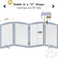 Freestanding Wooden Pet Gate - Foldable Indoor Dog Gate, 80 Inch Wide, 4 Panels, Grey
