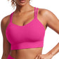 CRZ YOGA Softness Mold Womens Butterluxe Strappy Longline Sports Bra - Double Spaghetti Strap Workout Yoga Crop Top Athletic