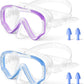 Kids Swim Goggles with Nose Cover, Snorkel Diving Mask Anti-Fog Anti-UV, Snorkeling Gear Swimming Goggles for Kids 3-14 2PCS