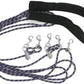 QWORK Adjustable Horse Training and Lunging Aid with Rear Fleece Cover, Navy/Red, Encourages Proper Head Carriage and Comfortable Stretching, Durable Braided Nylon Rope with Metal Clips,