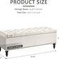 Ottoman with Storage,50.2-inch Upholstered End of Bed Storage Bench for Bedroom,for The Living Room,for Entryway, with Rivets & Button and Safety Hinges,Detachable (White)