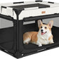 Dog Crate - Soft Pet Kennel for Dogs/Cats, 3-Door Breathable Travel Cage with Mesh Window, Portable Dog Kennel for Indoor & Outdoor, Black-L