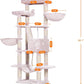 Heybly Cat Tree, 68 inch Multi-Level Cat Tower for Indoor Cats, 2 Widened Plush Perches Cat Condo with Scratching Board and Big Caves, Muchroom HCT025MU