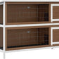 PawHut 54" 2-Story Large Rabbit Hutch Bunny Cage Wooden Pet House Small Animal Habitat with Lockable Doors, No Leak Tray and Waterproof Roof for Rabbits, Chickens, Ducks, Outdoor/Indoor Brown