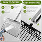Chicken Poop Scooper with Long Handle- Coop Scoop with 24-68" Adjustable Stainless Handle, 4-in-1 Sifter Shovel for Poultry Waste Cleaning Accessories (Black)