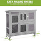 GUTINNEEN Rabbit Hutch Indoor Outdoor Bunny House Guinea Pig Cage on Wheel with Plastic Tray 47inch