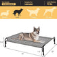 Veehoo Outdoor Elevated Dog Bed, Raised Dog Cot for Large Dogs, Cooling Washable Waterproof Pet Hammock Beds with Slope Headrest, Breathable Mesh and Sturdy Frame, Large, Black Silver, CWC2204