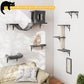 NUNU LAB Wall Mounted Cat Furniture, 6 Pcs Cat Wall Shelves with Condo House, Bridge, Steps, Scratcher, Hammock, Indoor Safe & Stable Furniture for Kittens Play, Dark Gray