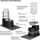 RIZZARI Automatic Cat Water Dispenser: Black 7L Elevated Fountain - Stainless Steel Gravity Feeder - Splash Guard Mat
