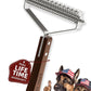 Extra Large 2-Sided Undercoat Rake for Dogs & Cats, Dog Brush for Shedding Remove Mats, Dematting Comb, Safe&Gentle Grooming Brush for German Shepherds Medium to Long-Haired Pets,Premium Wooden Handle