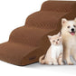4-Step Dog Stairs and Ramp for Beds or Couches – Non-Slip Sturdy Pet Steps for Small Dogs and Cats,17.4" H,Brown