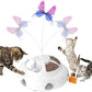 Interactive Cat Toys for Indoor Cats, 4in1 Pet Teaser Toy with Ambush Feather Wand, Motorized Fluttering Butterfly and Slow Feeder, Rechargeable Power Treat Puzzle Toys(White)