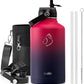BUZIO 64oz Insulated Water Bottle Stainless Steel Double Wall Leak Proof Half Gallon with Straw Lid and Flex Cap (Cold for 48 Hrs) Sports Flask Metal Travel Mug for Hiking Cycling, Ruby Red Navy