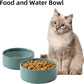 Ceramic Set of 2 Cat Bowls, Food and Water Bowls for Cats, Kitty, 2pcs Cat Dishes, Pet Feeder(5.1inch, 2 x Light Green Bowls)
