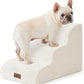 Dog Stairs for Small Dogs - Pet Stairs for Couch and Bed, 35D Foam Dog Steps Ramp with Non-Slip Bottom Beige, 3 Steps