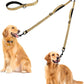 PetBonus Double Dog Leash, No Tangle Dual Leash, Reflective Walking Training Lead, 4 Comfortable Padded Handles for 2 Dogs with Collapsible Bowl and Waste Bags (Light Khaki, Large)