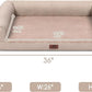 Hollypet Orthopedic Dog Bed for Large Dogs, Supportive Foam Pet Couch with Removable Washable Cover and Non-Slip Bottom, Waterproof Lining Sofa Bed, Khaki, L (36 * 26 * 8)